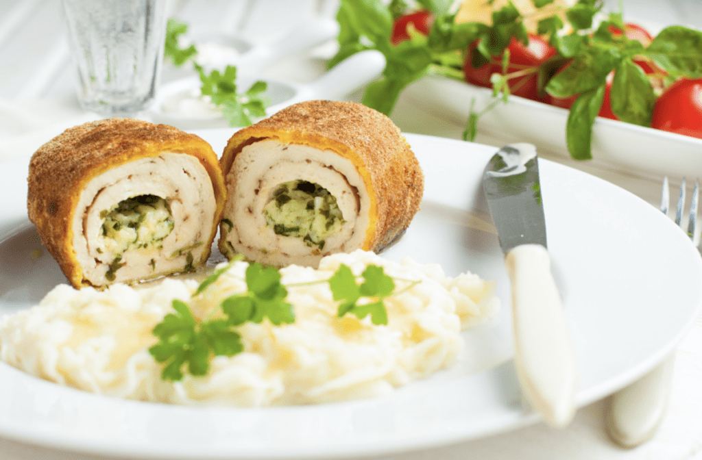 Chicken Ala Kiev With Potatoes