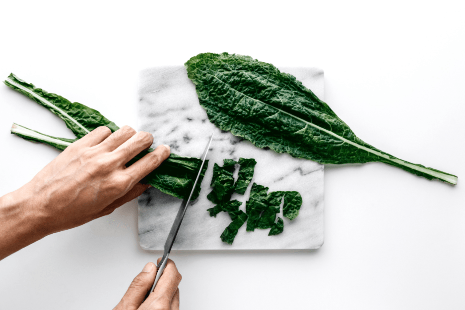 Cutting up Kale