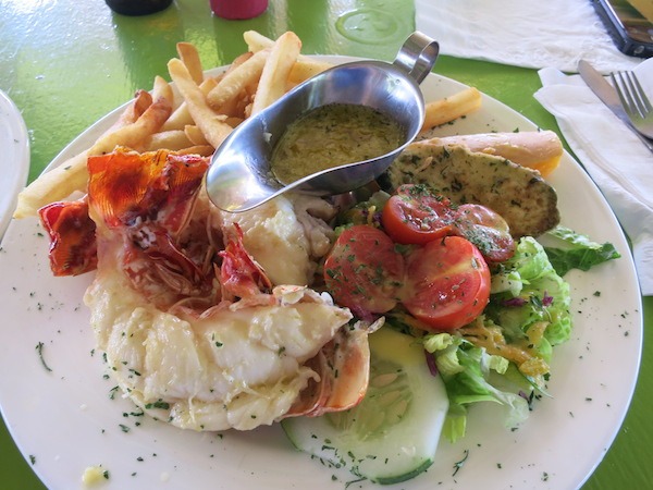 Delicious lobster at Lime Bar Nevis Restaurants
