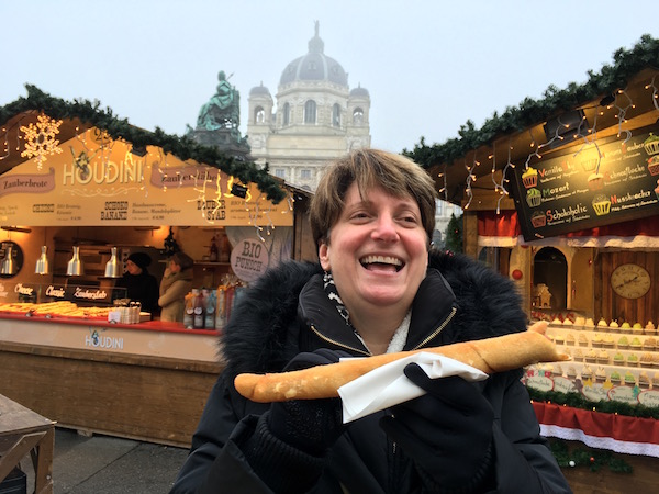 Fun eatiing at a Christmas Market in Vienna