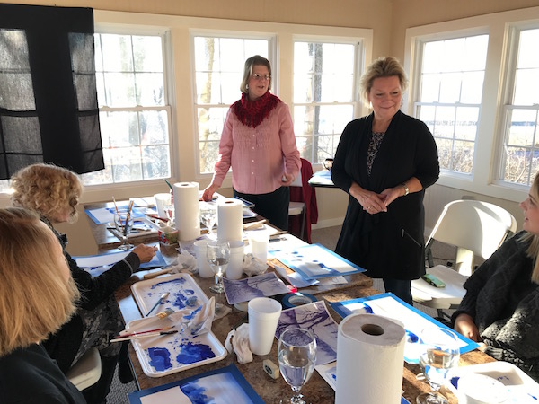 Carol Luc leading the watercolor class at the Goldmoor Inn.