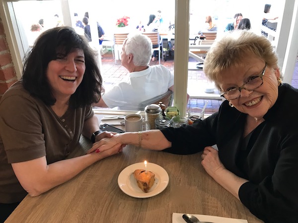 Diana and Mom at Shorehouse Kitchen La Jolla with the Birthday Scone!