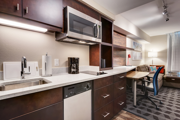 Full kitchen at TownePlace Suites.