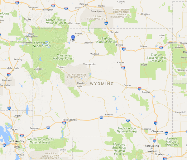 Cody, Wyoming via Google Maps