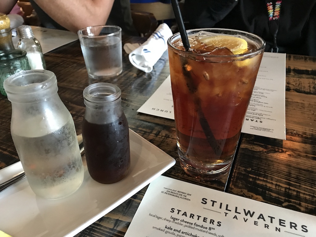 Ice Tea with simple syrup at Stillwaters Tavern St. Petersburg Florida