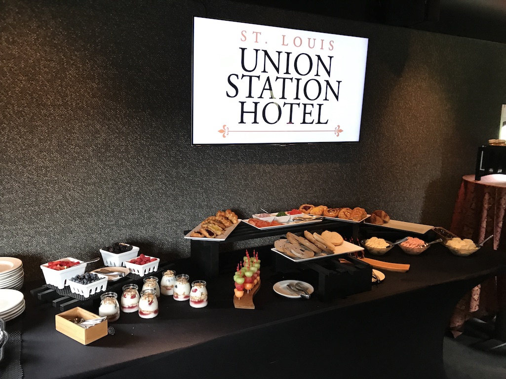 Breakfast buffet on the Union Station Hotel Train