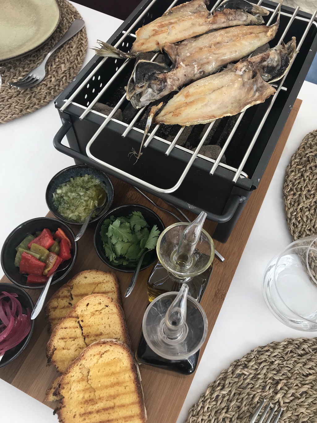 Grilled Fish at the table at Mar Nazare Portugal