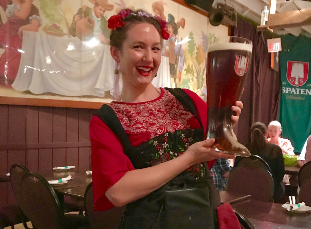 Oktoberfest Celebtations 2 liter beer boot at Essen Haus in Madison WI