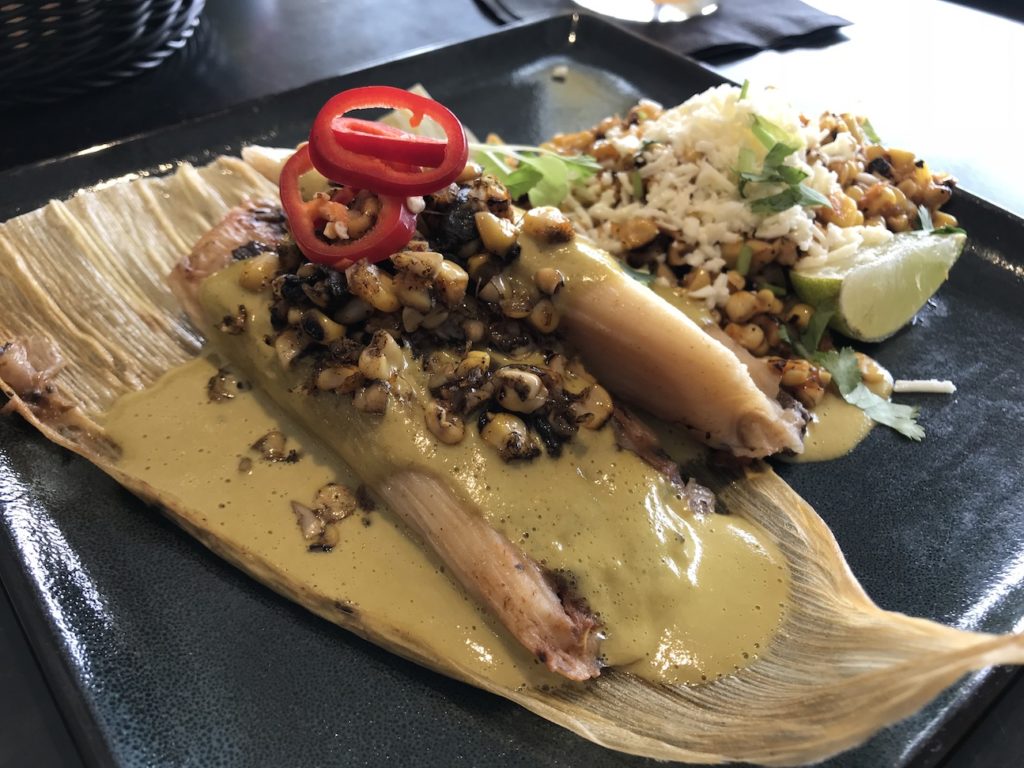 Wild Mushroom Tamale with huitlacoche and poblano cream at Barrios Fine Mexican Dishes OKC