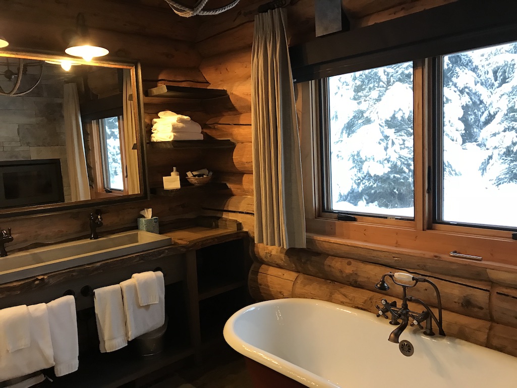 Lone Mountain Ranch Fireplace in the Bathroom