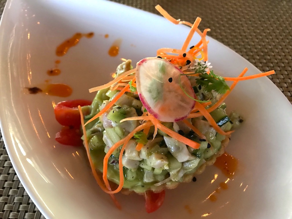 Fish ceviche tostada in green salsa el mirador restaurant los cabos