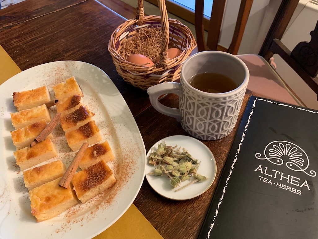 Breakfast and Mountain Tea at Hotel Papanikola Piana Greece