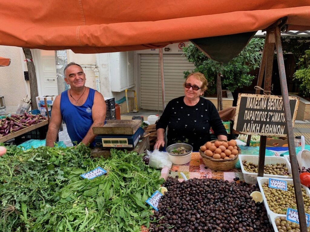 Local farmers at the Athens Greece Farmers Market