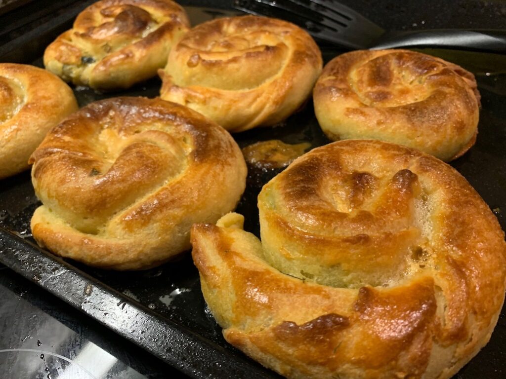 Spinach and feta pies in Athens Greece