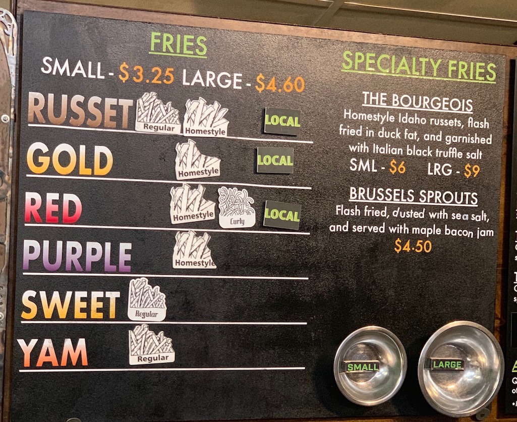 Boise Fry Company fry selection