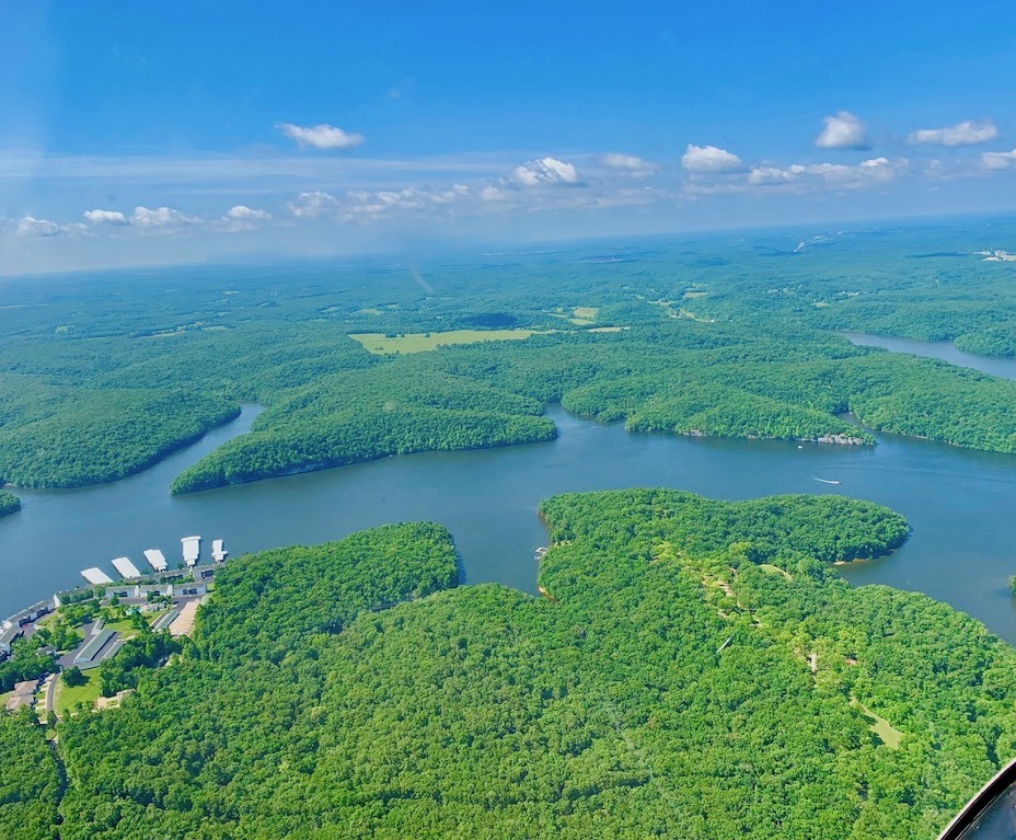 Lake of the Ozarks from a helicopter view