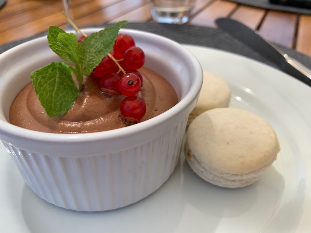 Chocolate mousse and macarons Enchante