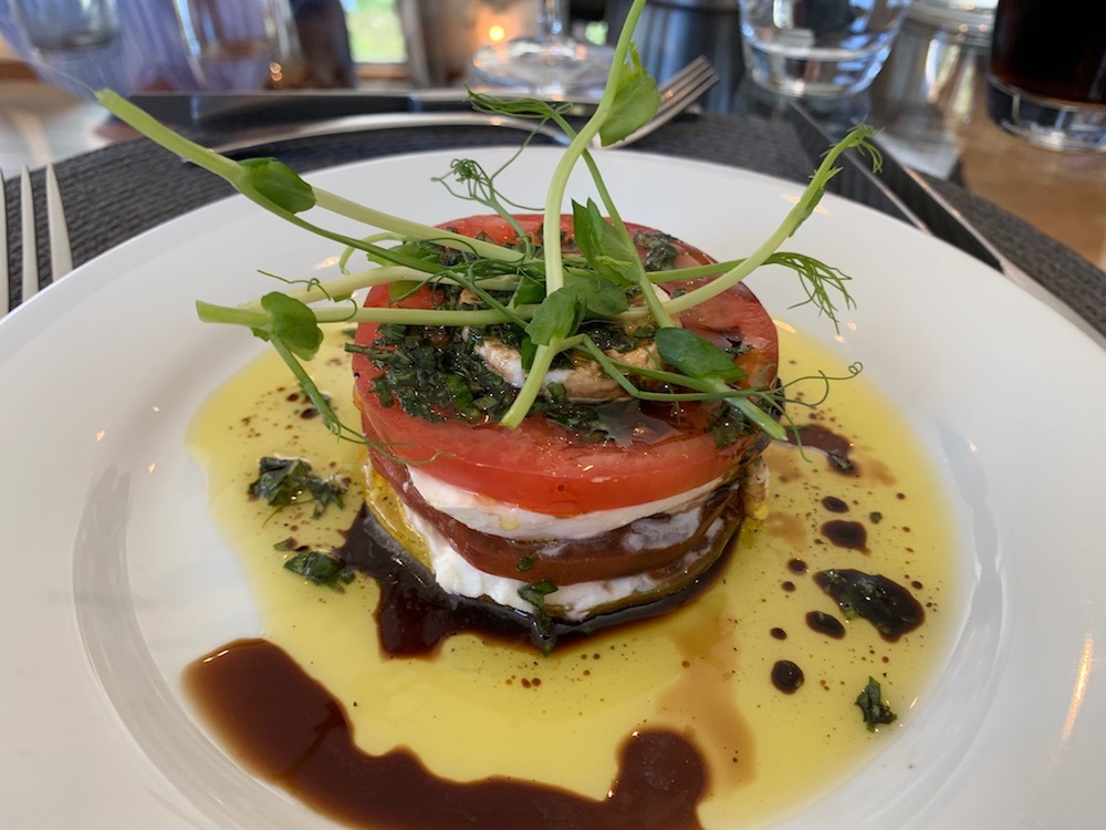 Tomato and mozzarella stacks on Enchante European Waterways