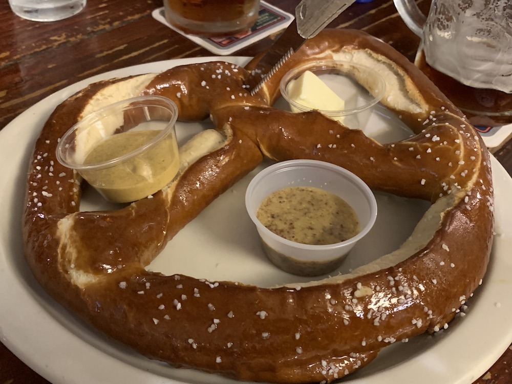 Giant pretzel at the Bavarian Grill in Plano Texas