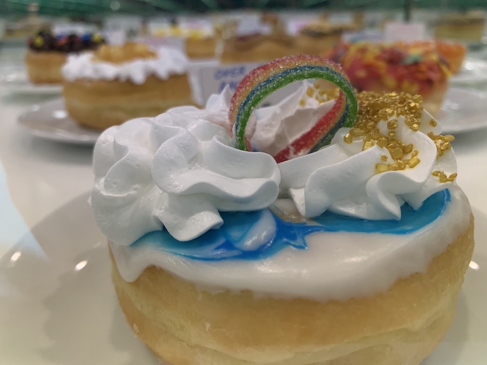 Rainbow donut at Wow Donuts in Plano Texas