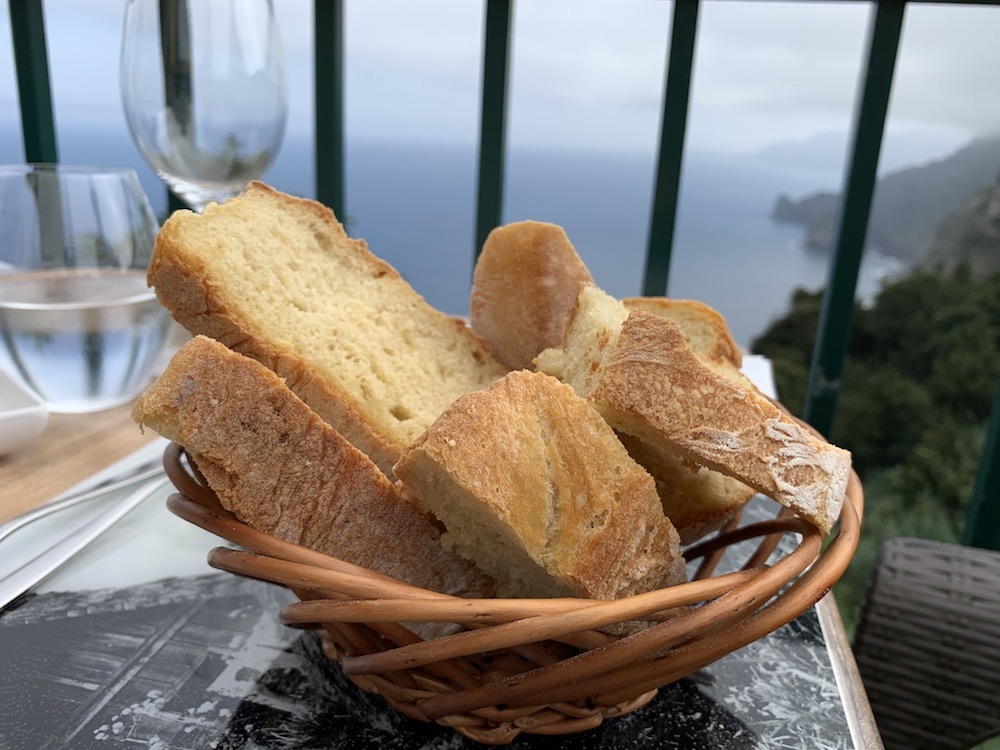 Delicious house made potato bread with a view at Quita do Furao Madeira Portugal