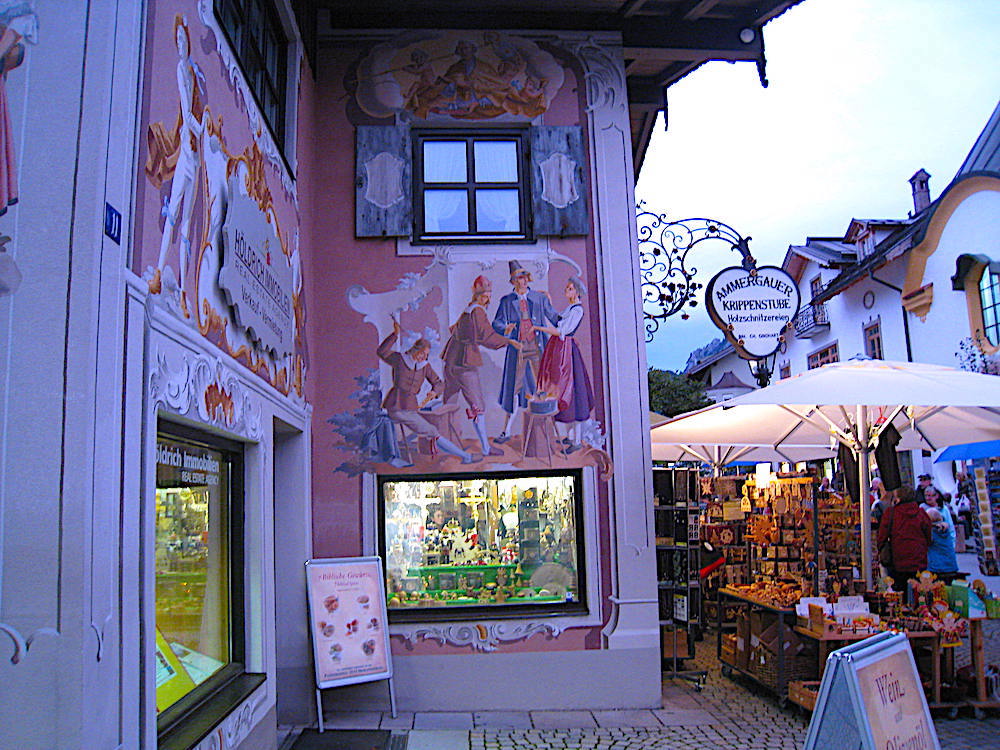 Painted Houses and Vendors in the Streets Oberaummergau