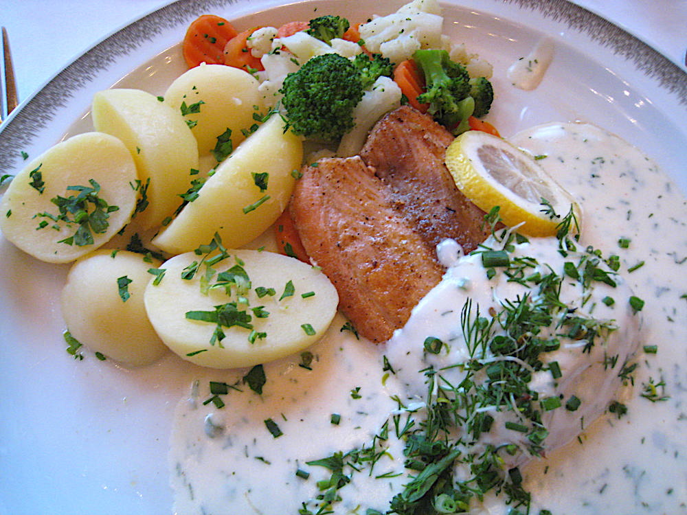 Salmon dinner at Oberammergau