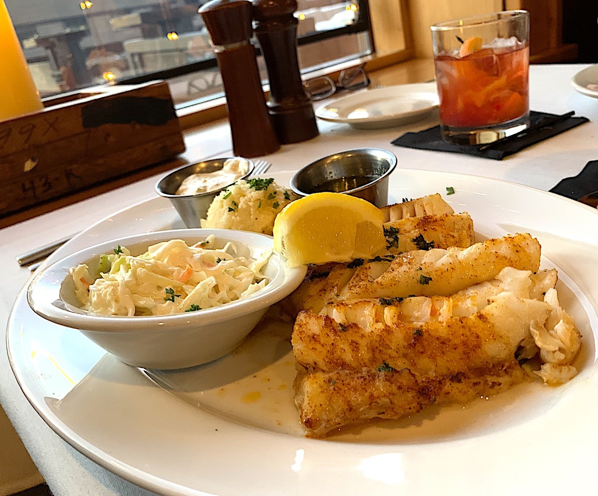 Baked Cod dinner at Merrill & Houston's Beloit Wisconsin