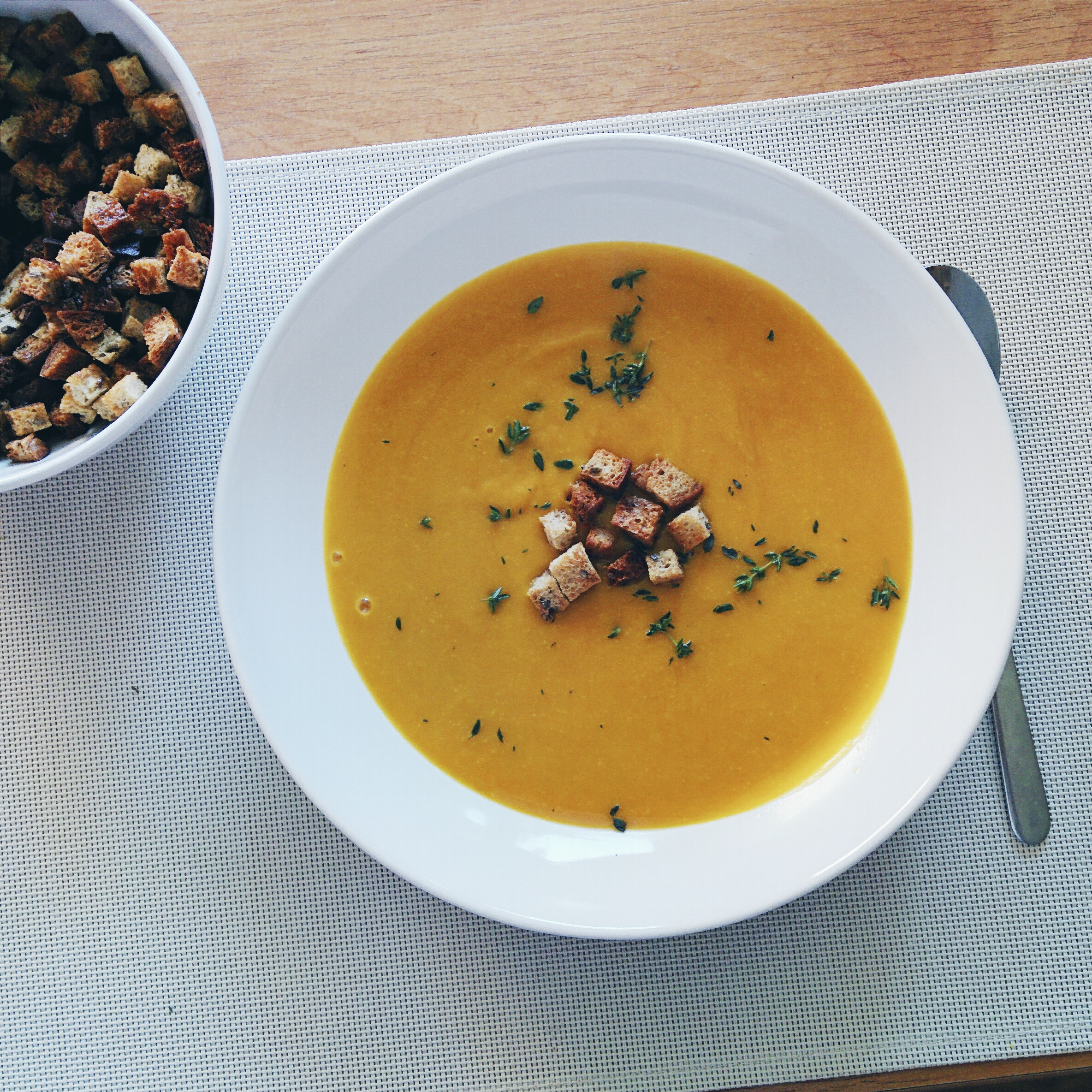 Butternut Squash Soup With Croutons