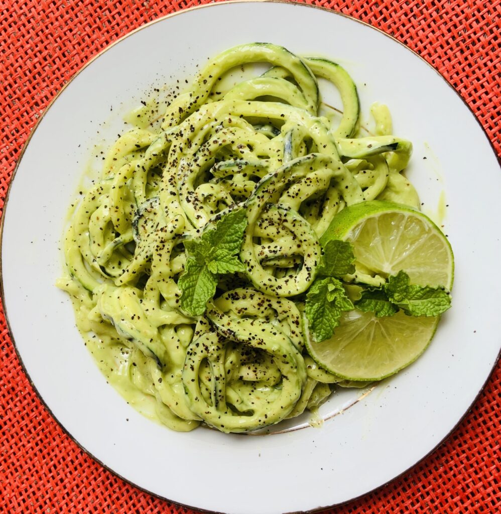 Lime Cream Zucchini Spaghetti