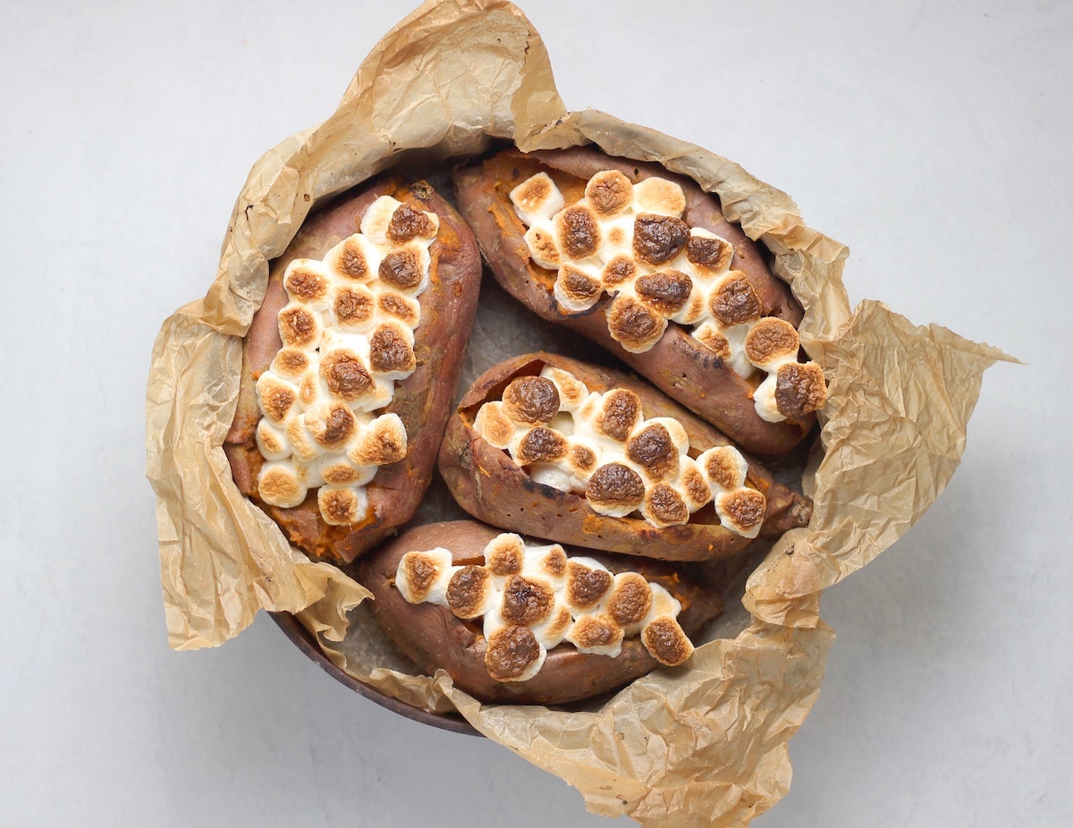 Roasted Marshmallow Baked Sweet Potatoes