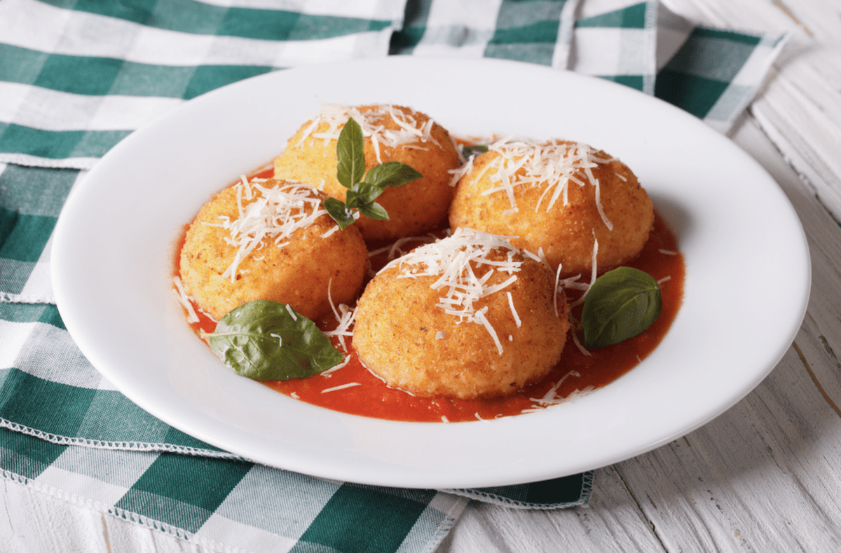 Baked Italian Rice Balls With Sauce