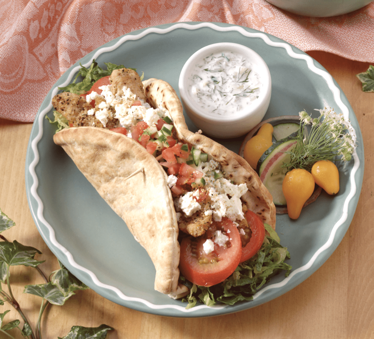 Chicken Gyros With Feta And Tzatziki