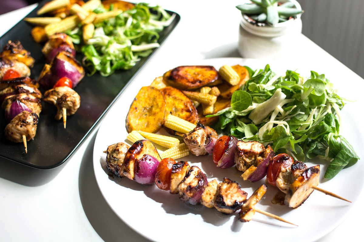 Grilled Chicken Skewers with Basil Couscous