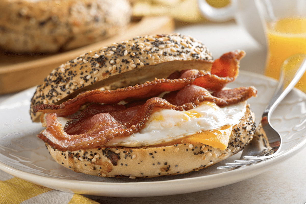 Egg Bacon Cheese On A Bagel