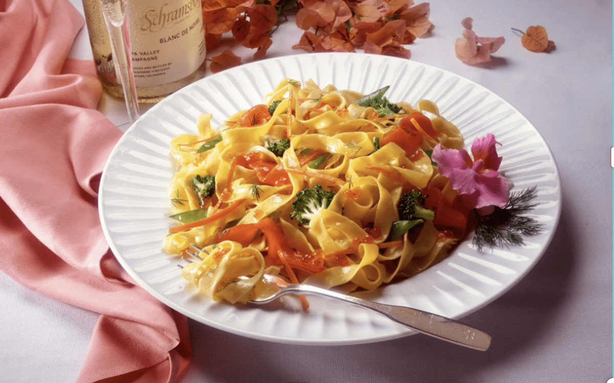 An Elegant Pasta And Vegetable Plate