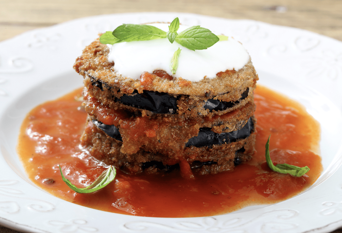 Parmesan Breaded Eggplant Stacks