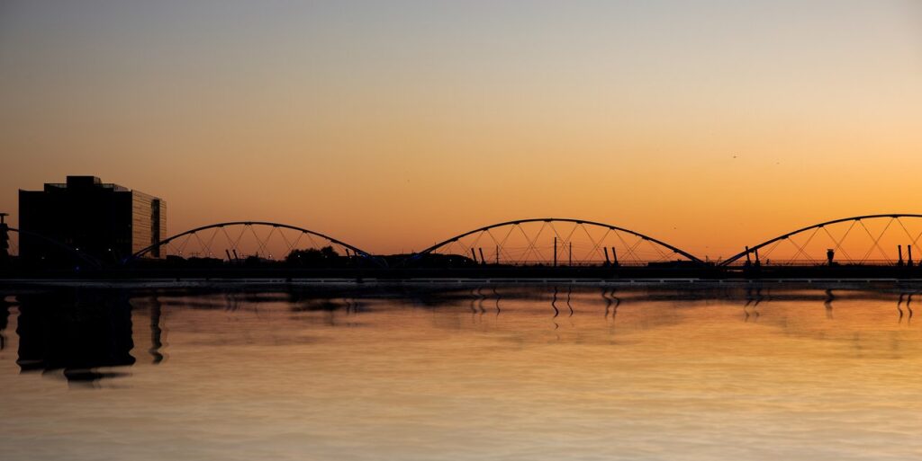 Tempe Town Lake Bridge at sunset