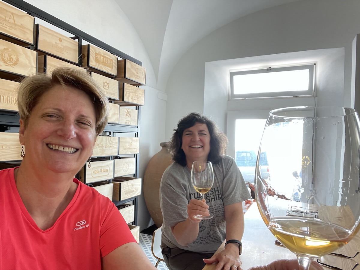 Life in Portugal Sue and Diana Wine Tasting in Evora Portugal
