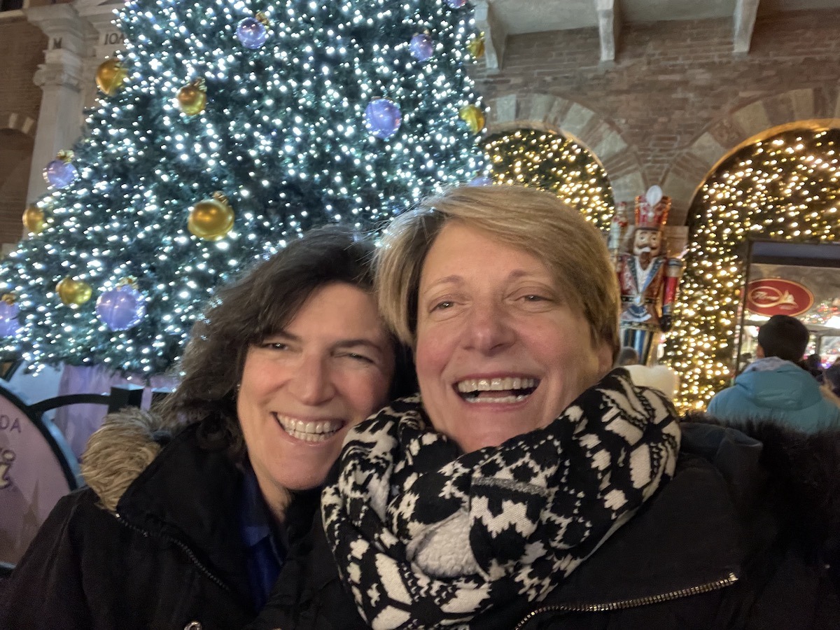 Sue and Diana at Christmas Markets in Italy